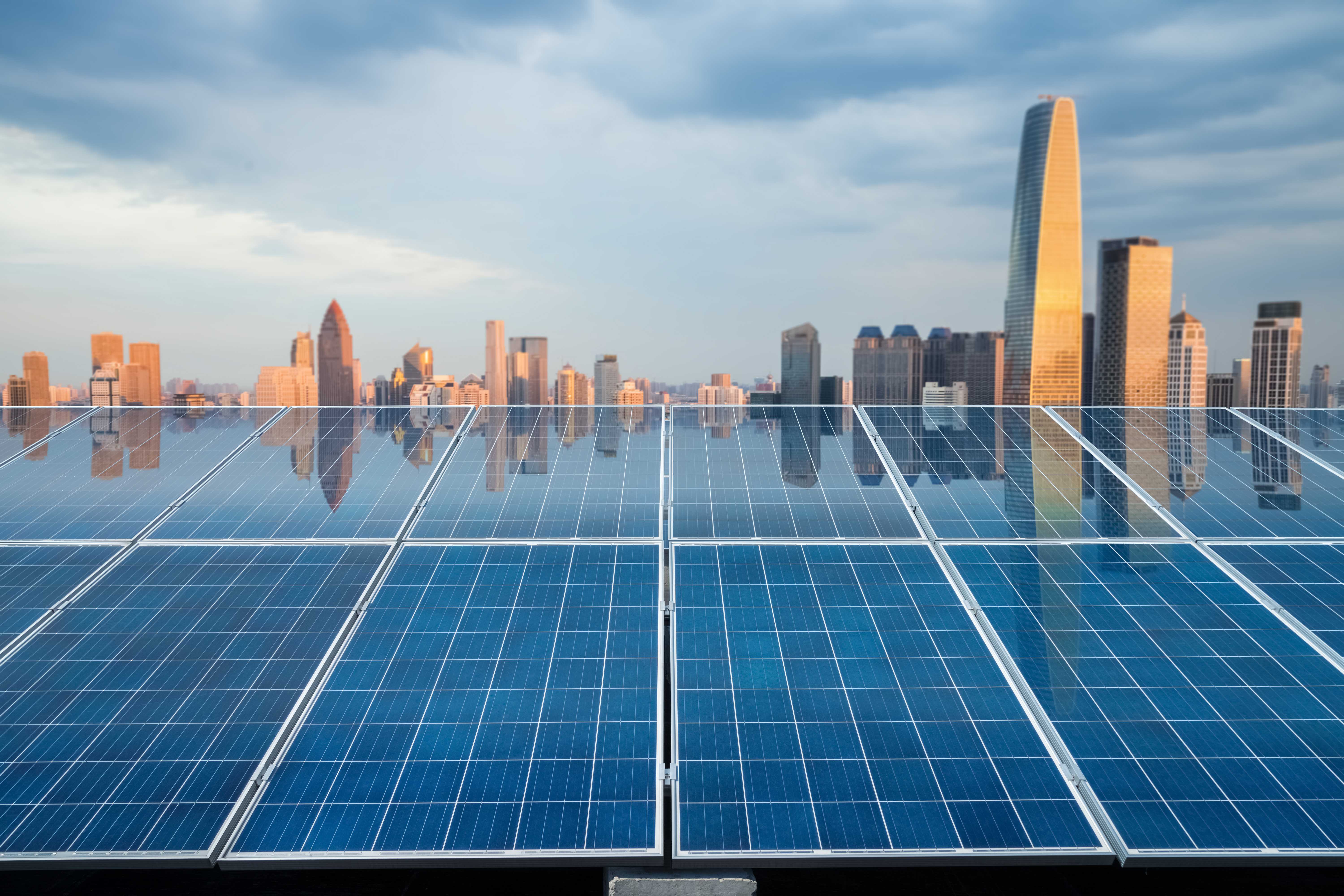 solar-energy-panel-with-city-twilight